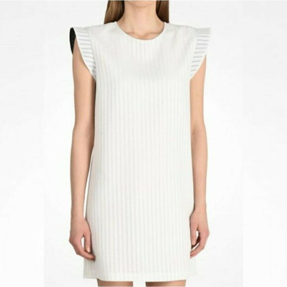 Armani Exchange White Mini Flutter Sleeve Sheath Dress Size 4 S Ribbed EUC 8699 - Picture 1 of 10